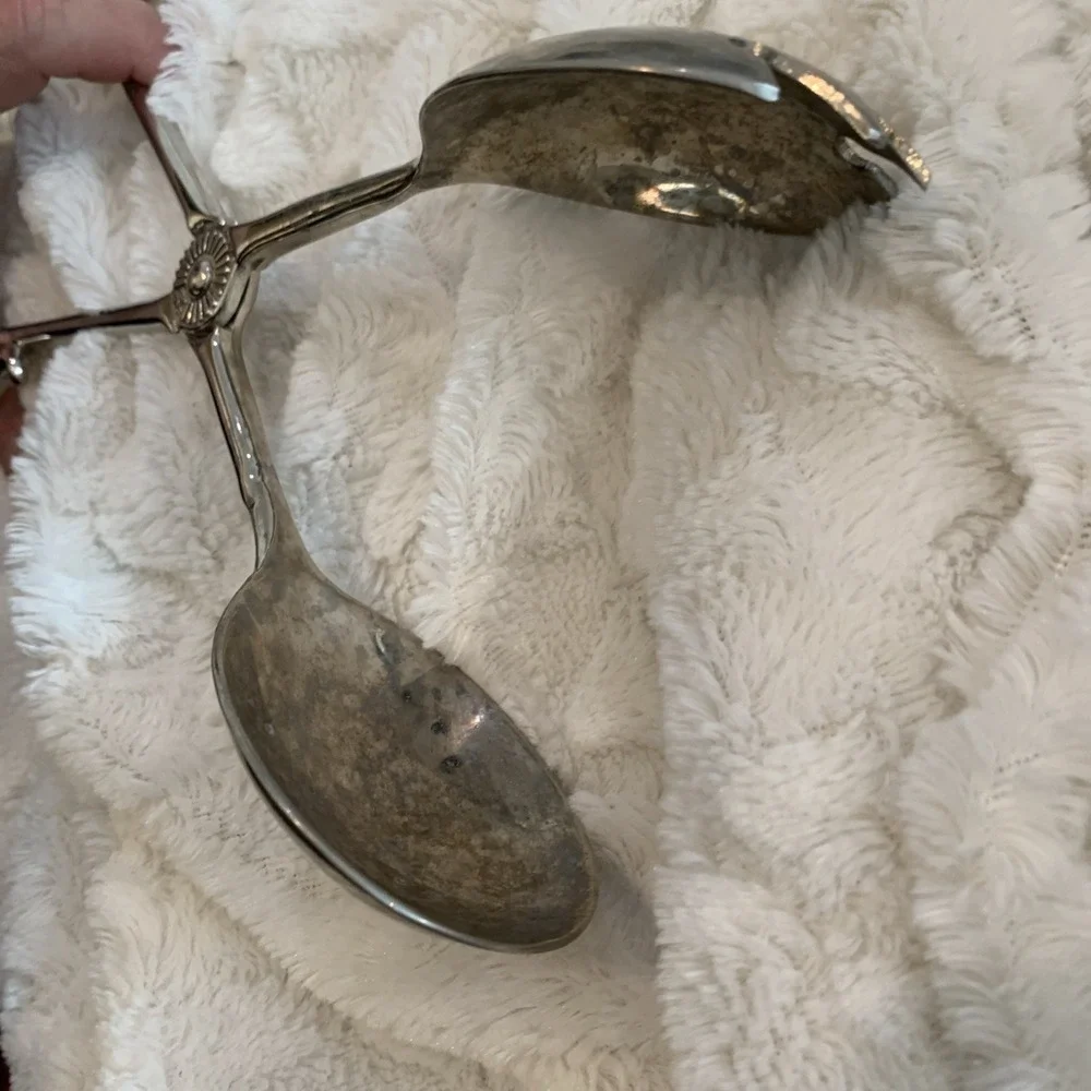 VTG E.P. Zinc Silver Plated Scissor‎ Salad Tongs